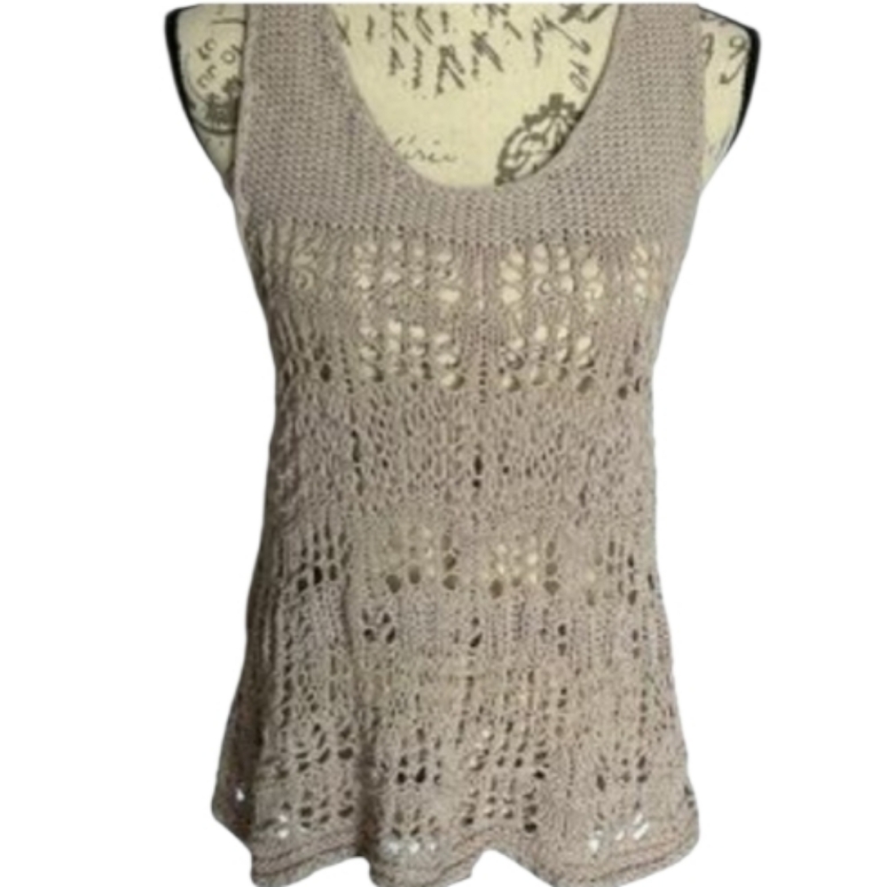 SAINT TROPEZ WEST L Crotchet Tank Top Cover Up - Picture 1 of 5